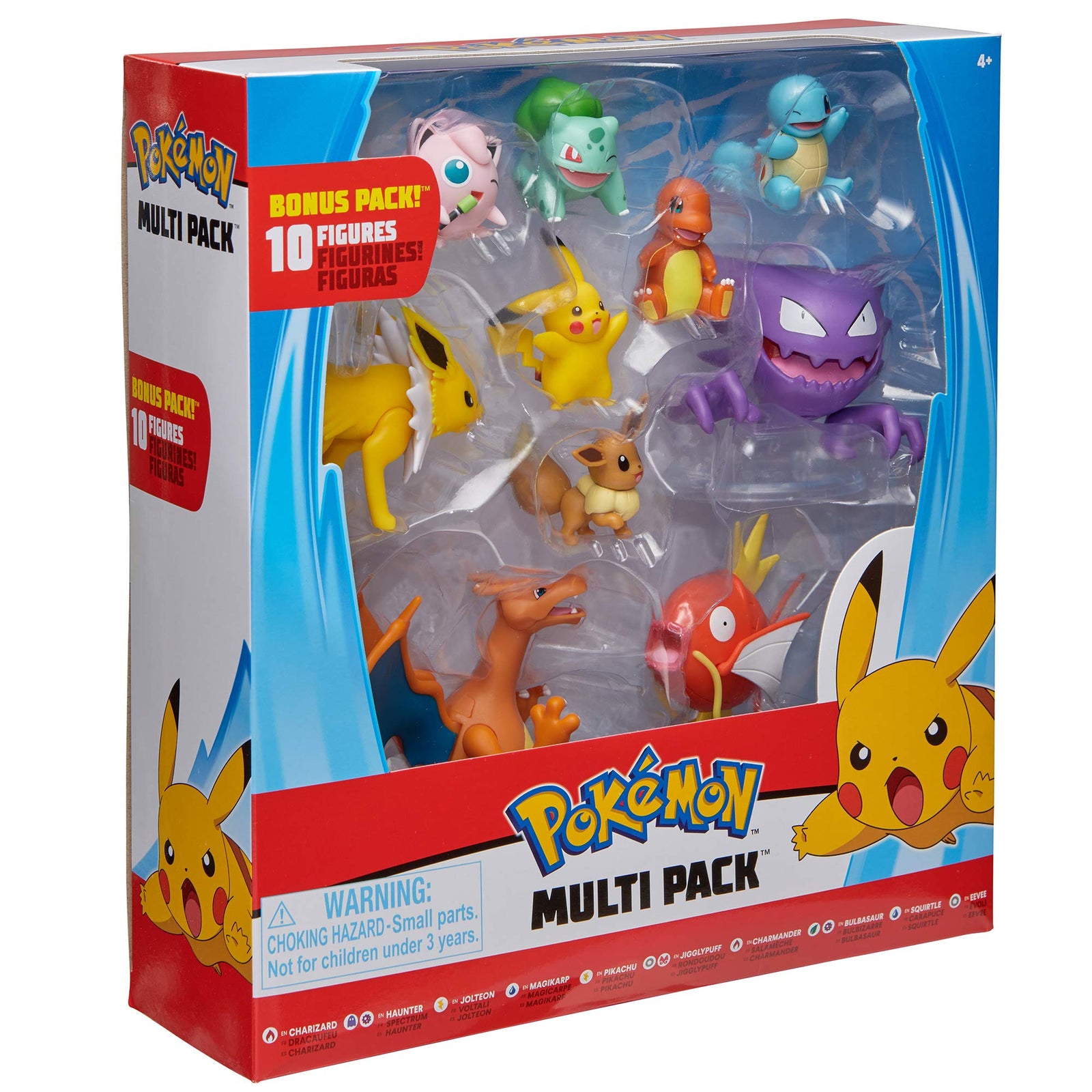 Pokemon Official Ultimate Battle Figure 10-Pack - 2" Pikachu, 2" Charmander, 2" Squirtle, 2" Bulbasaur, 2" Eevee, 2" Jigglypuff, 3" Magikarp, 3" Haunter, 3" Jolteon, 4.5” Charizard (Amazon Exclusive)