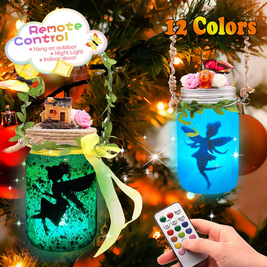 Alritz Fairy Lantern Craft Kit - Gift for Kids Ages 4-12 - Remote Control Mason Jar Night Light - DIY Garden Decor Art Project, Best Creative Activities for Birthday Party and School