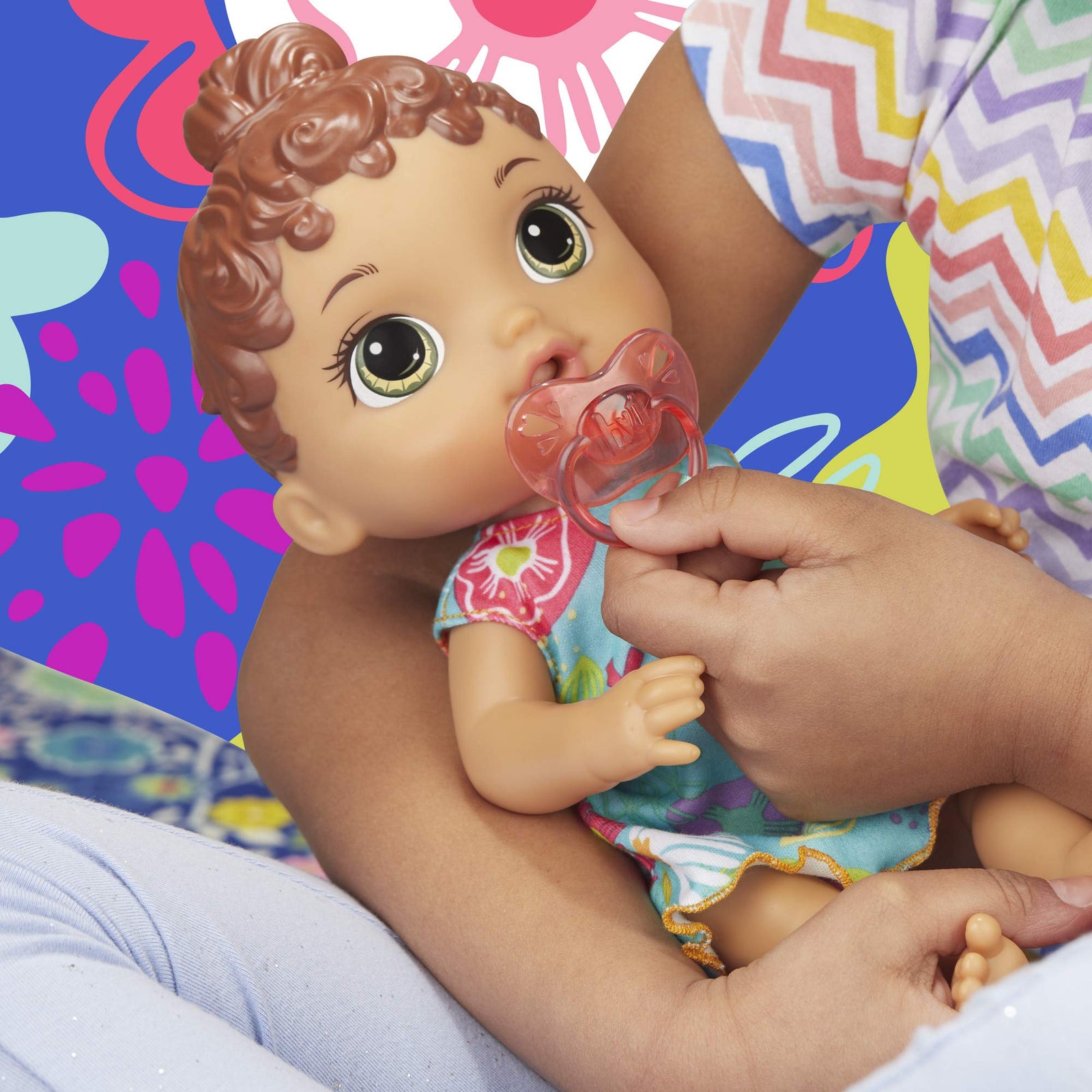 Baby Alive Baby Lil Sounds: Interactive Brown Hair Baby Doll for Girls & Boys Ages 3 & Up, Makes 10 Sound Effects, Including Giggles, Cries, Baby Doll with Pacifier