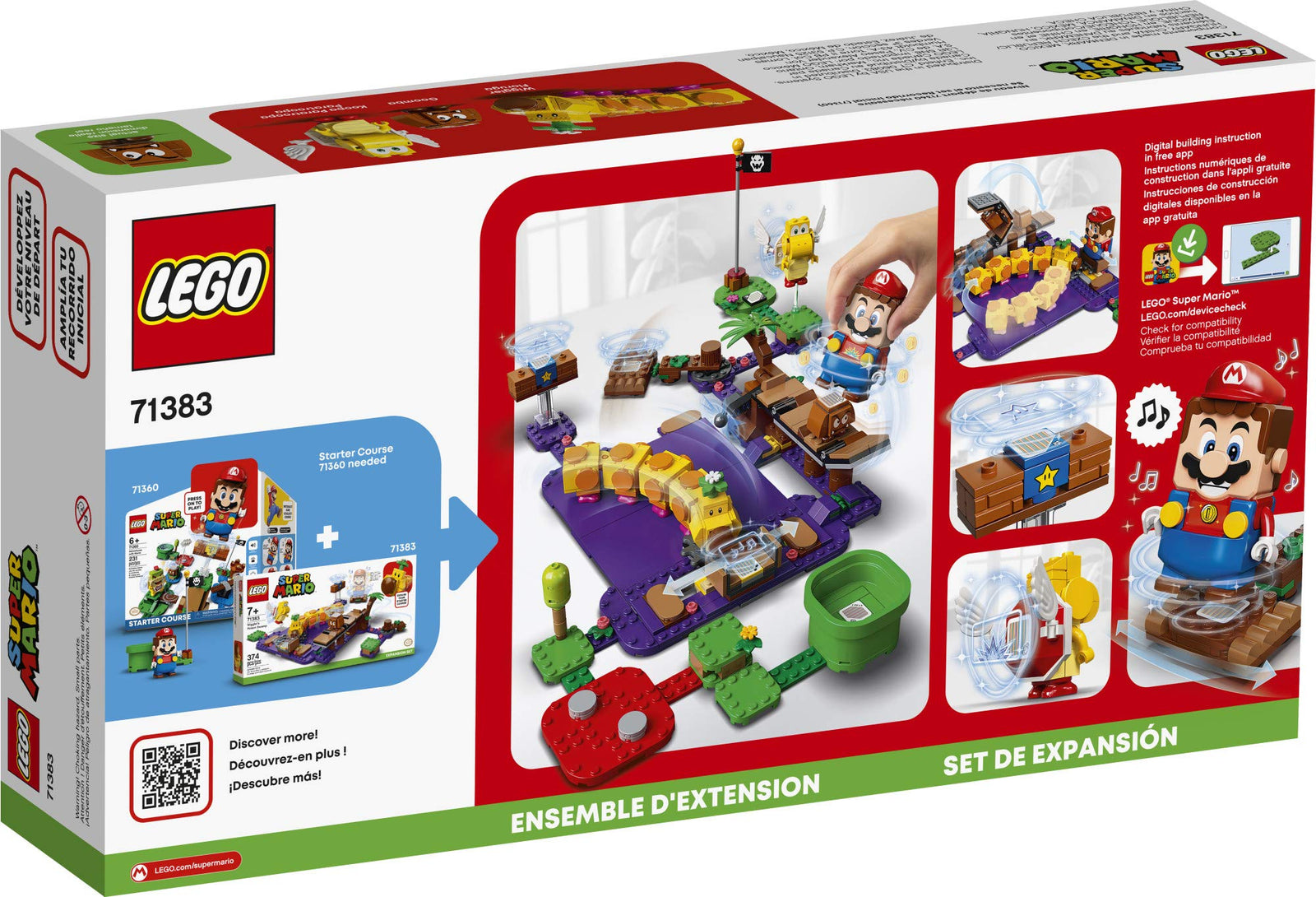 LEGO Super Mario Wiggler’s Poison Swamp Expansion Set 71383 Building Kit; Unique Gift Toy Playset for Creative Kids, New 2021 (374 Pieces)