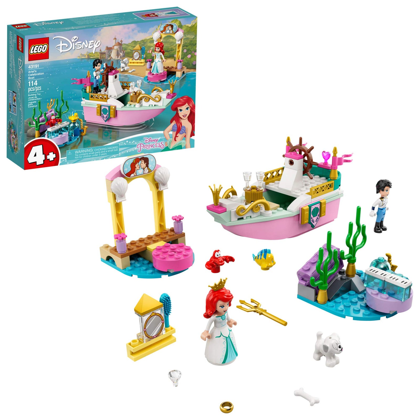 LEGO Disney Ariel’s Celebration Boat 43191; Creative Building Kit That Makes a Fun Gift for Kids, New 2021 (114 Pieces)