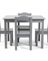 Humble Crew Kids Wood Table and 4 Chair Set, Grey

