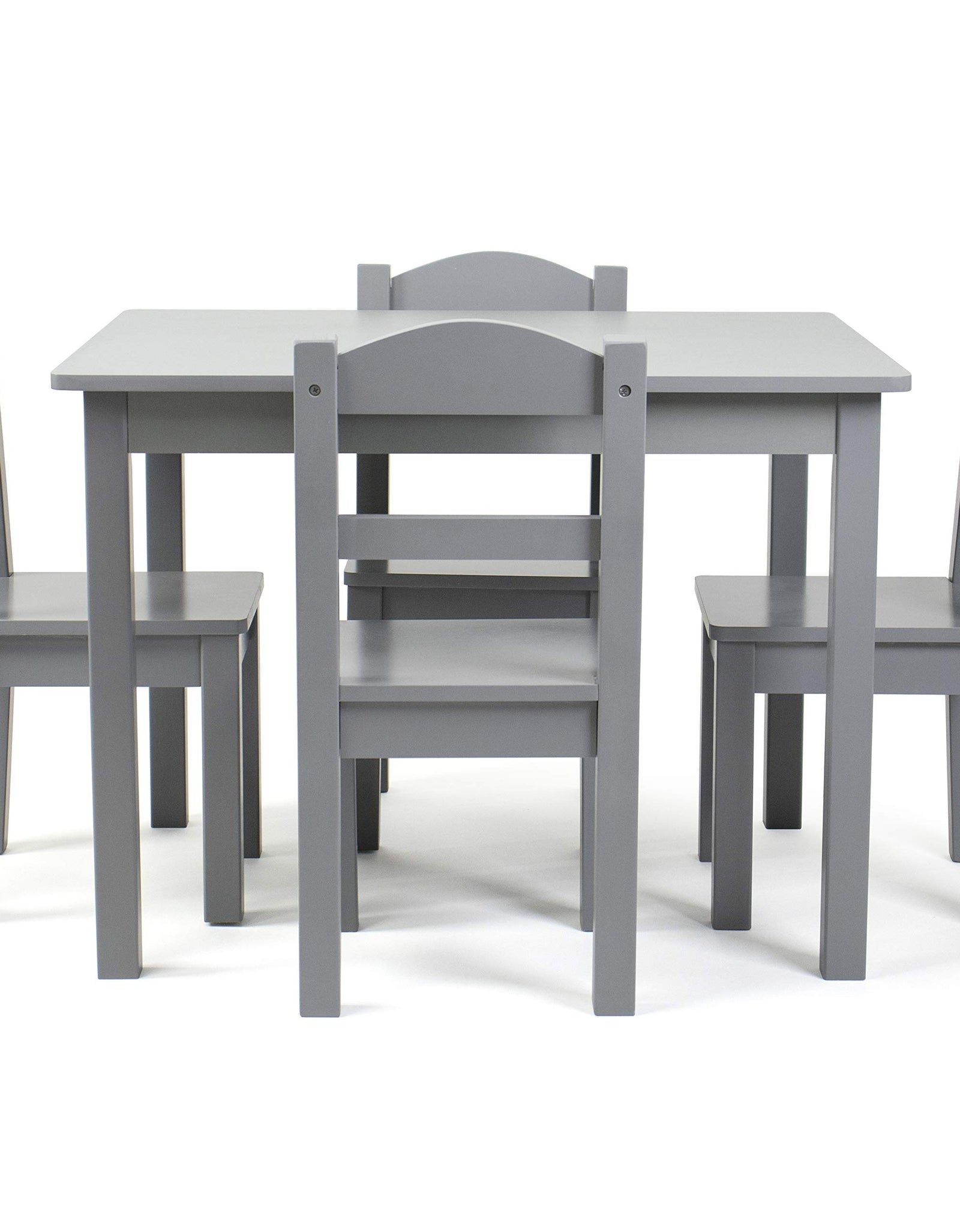 Humble Crew Kids Wood Table and 4 Chair Set, Grey