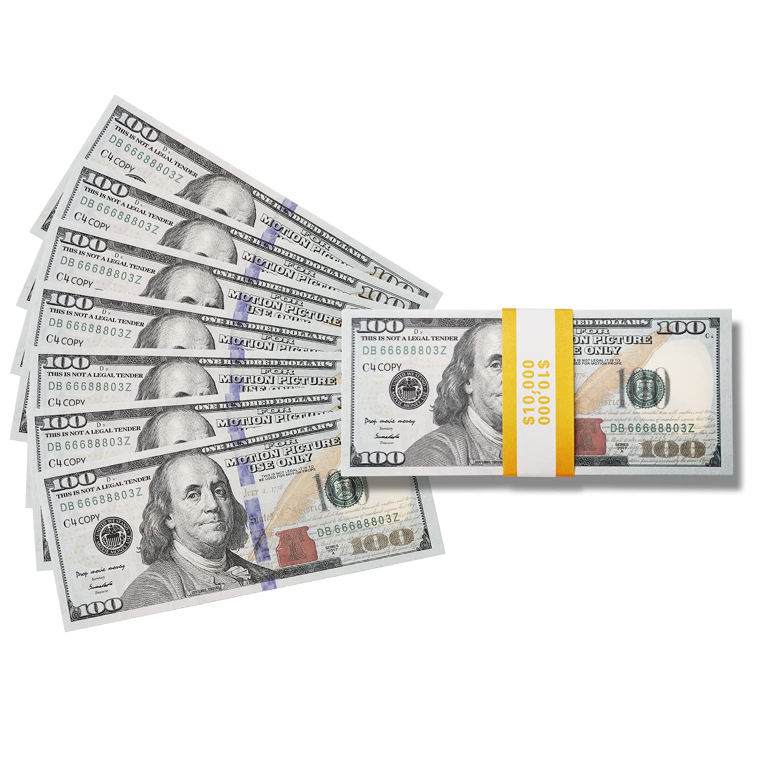 RUVINCE Play Money for Kids Prop Money 100 Dollar Bills 100X100 Pcs Size : 6.14x2.59 in Prop Money Magician Porp,Movie Props