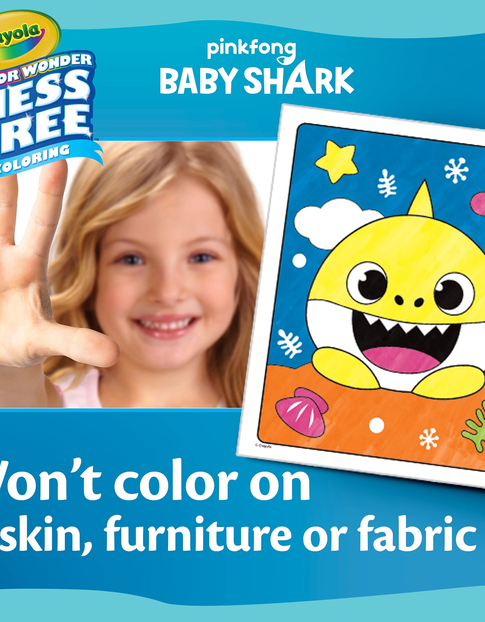 Crayola Baby Shark Wonder Pages, Mess Free Coloring, Gift for Kids, 1 Count (Pack of 1)