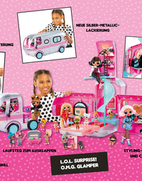 LOL Surprise OMG Glamper Fashion Camper Doll Playset with 55+ Surprises, Fully-Furnished with Light Up Pool, Water Slide, Bunk Beds, Cafe, BBQ Grill, DJ Booth - Gift Toy for Girls Ages 4 5 6 7+ Years
