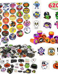 JOYIN Over 600 Pieces Halloween Craft Assortment Kit Including Halloween Temporary Tattoos Halloween Stickers, Halloween Stampers Foam Stickers for Halloween Party Faovrs Halloween Craft Supplies

