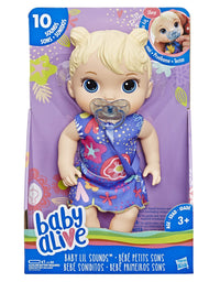Baby Alive Baby Lil Sounds: Interactive Baby Doll for Girls & Boys Ages 3 & Up, Makes 10 Sound Effects, Including Giggles, Cries, Baby Doll with Pacifier
