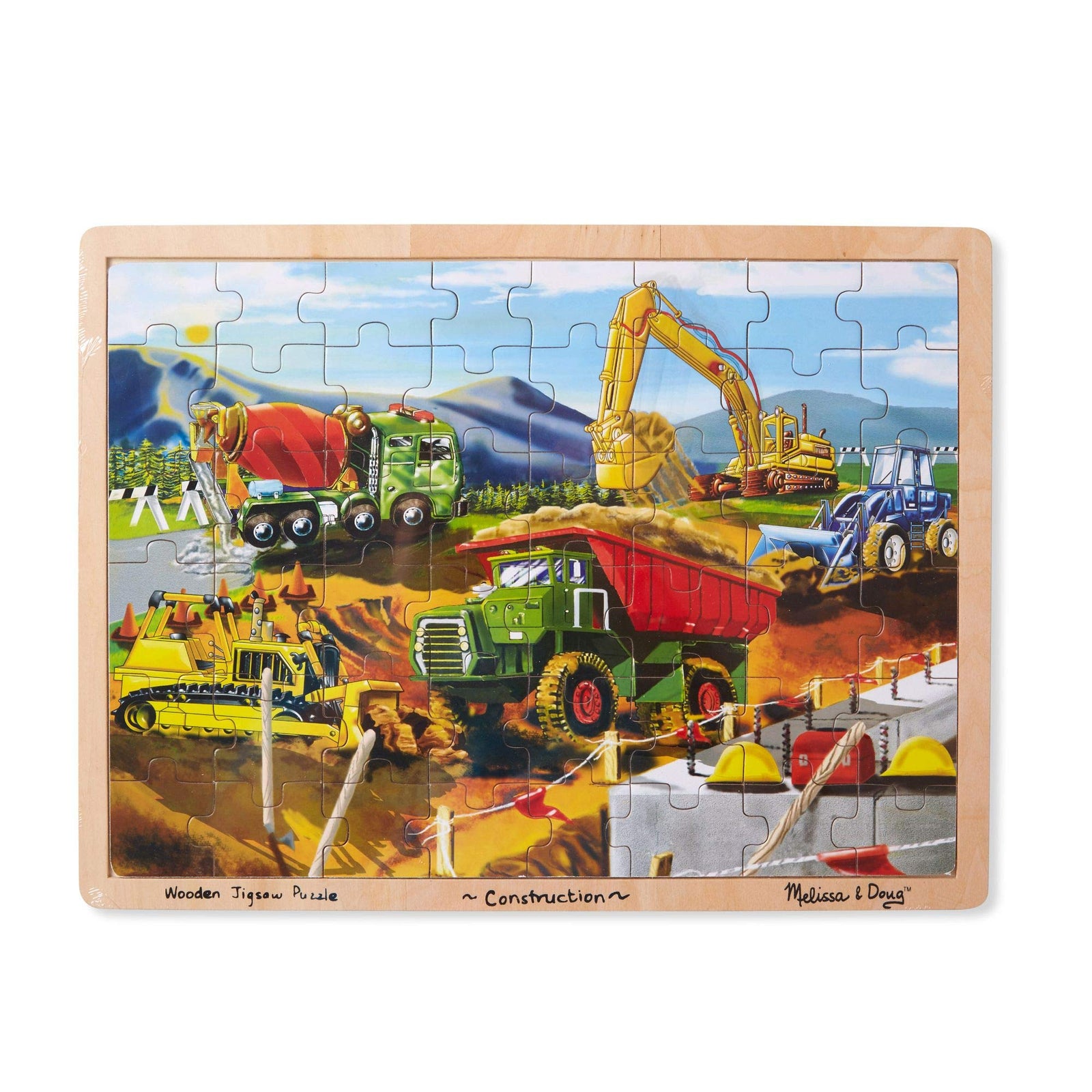 Melissa & Doug Construction Vehicles Wooden Jigsaw Puzzle With Storage Tray (48 pcs)
