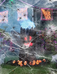 Moon Boat Fake Spider Web Cobweb Halloween Party Decorations Props 1000 sqft with 120 Spiders
