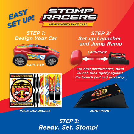 Stomp Racers by Stomp Rocket-Toy Car Launcher, Air Powered Car for Racing and Jumping Toy Car Launcher and ramp | Great for Outdoor and Indoor Play STEM Gifts for Boys and Girls-Ages 5 6 7 8…