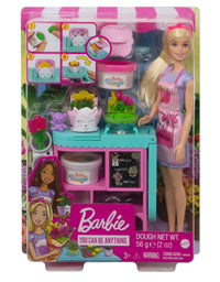 Barbie Florist Playset with 12-in Blonde Doll, Flower-Making Station, 3 Dough Colors, Mold, 2 Vases & Teddy Bear, Great Gift for Ages 3 Years Old & Up
