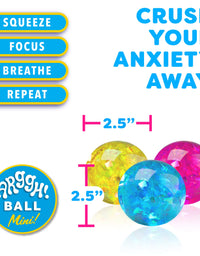 Power Your Fun Arggh Mini Stress Balls for Adults and Kids - 3pk Squishy Stress Balls with Light, Medium, Heavy Resistances, Sensory Stress and Anxiety Relief Squeeze Toys (Yellow, Pink, Blue)
