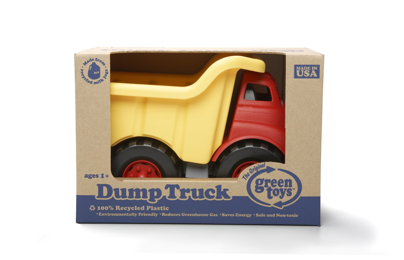 Green Toys Dump Truck in Yellow and Red - BPA Free, Phthalates Free Play Toys for Gross Motor, Fine Motor Skill Development. Pretend Play , Red/Yellow