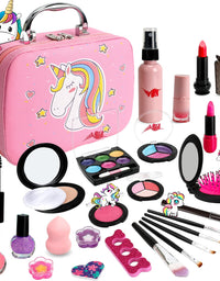 Kids Washable Makeup Girls Toys - Real Make Up Set Washable Make up Kit for Toddler Kids Girl Children Princess Pretend Play Christmas Birthday Gift Toys for Girl Aged 3 4 5 6
