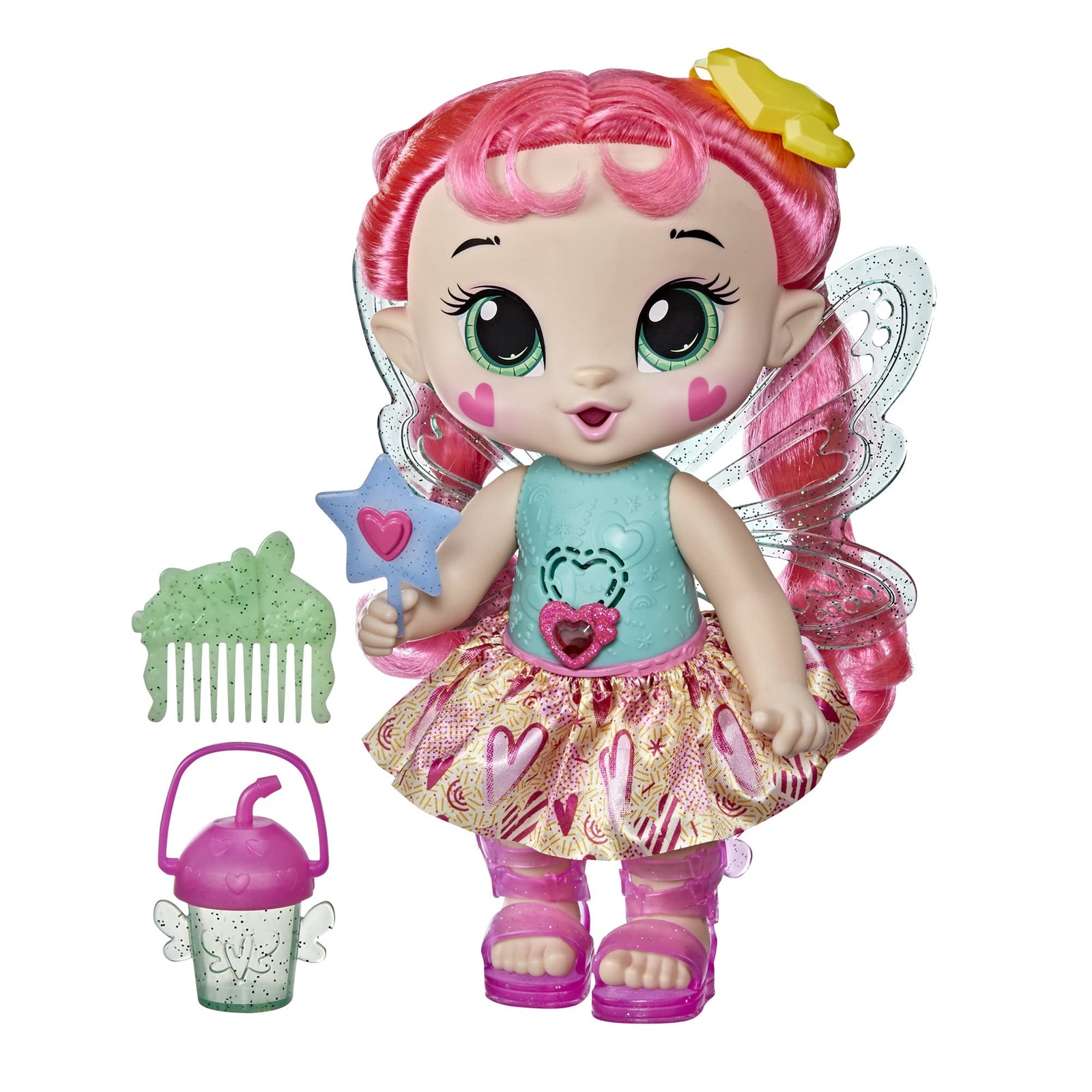 Baby Alive Glo Pixies Doll, Sammie Shimmer, Interactive 10.5-inch Pixie Doll Toy for Kids 3 and Up, 20 Sounds, Glows with Pretend Feeding