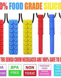 Chew Necklace by GNAWRISHING - 6-Pack - Perfect for Autistic, ADHD, SPD, Oral Motor Children, Kids, Boys, and Girls (Tough, Long-Lasting)

