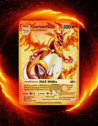 3Pcs Pokemon Metal Gold Plated Card - Charizard/Golden Vmax DX GX Ultra Rare Collection Cards, Best Gift for Collectors, Kids.
