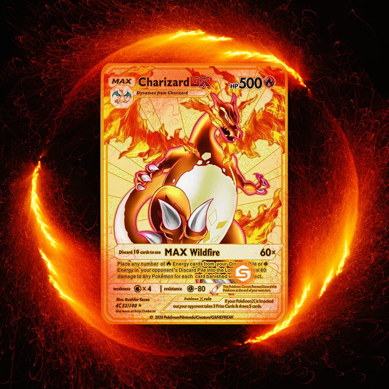 3Pcs Pokemon Metal Gold Plated Card - Charizard/Golden Vmax DX GX Ultra Rare Collection Cards, Best Gift for Collectors, Kids.