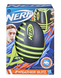 NERF Weather Blitz Foam Football for All-Weather Play -- Easy-to-Hold Grips – Great for Indoor and Outdoor Games -- Green
