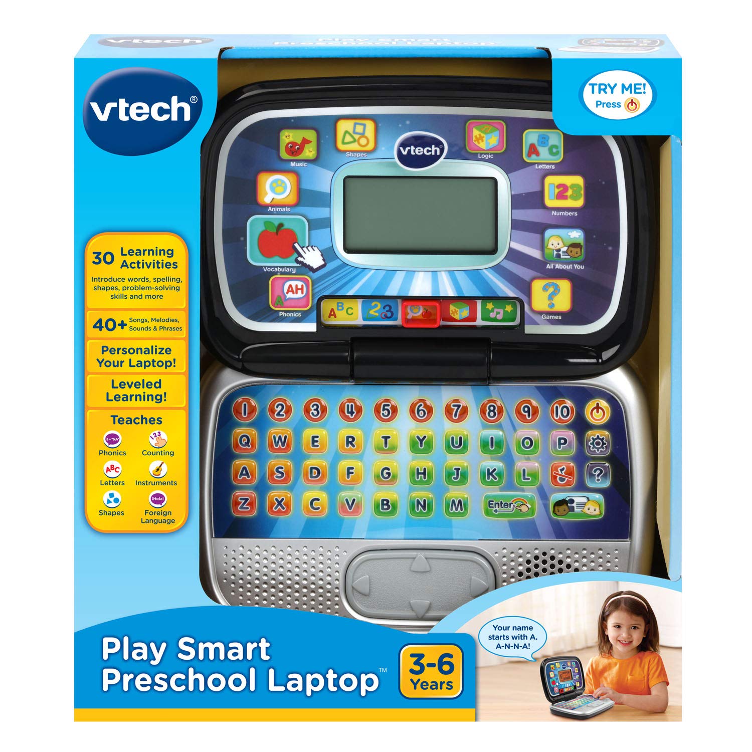 VTech Play Smart Preschool Laptop, Black