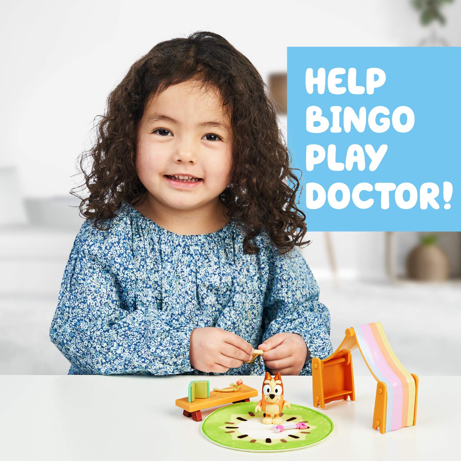 Bluey Bingo's Playroom, with 2.5" Bingo Figure, Canopy, Table, Computer, Rug, and Xylophone