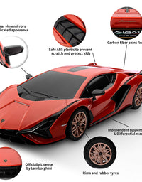 BEZGAR Licensed RC Series, 1:24 Scale Remote Control Car Lambor Sián FKP 37 Electric Sport Racing Hobby Toy Car Model Vehicle for Boys and Girls Teens and Adults Gift (Red)
