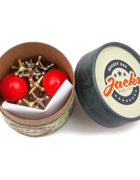 Rocket Box Jacks Game: Retro, New Vintage, Classic Game of Jacks, Gold and Silver Toned Jacks, Two Red Bouncy Balls and Set of Instructions, Fun for Kids and Adults of All Ages.

