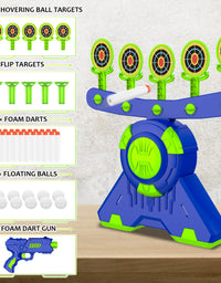 Shooting Games Toy Gift for Age 4, 5, 6, 7, 8, 9, 10+ Years Old Kids, Glow in The Dark Boy Toy Floating Ball Targets with Foam Dart Toy Blaster, 10 Balls 5 Targets, Compatible with Nerf Toy Blaster
