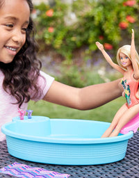 Barbie Doll, 11.5-Inch Blonde, and Pool Playset with Slide and Accessories, Gift for 3 to 7 Year Olds
