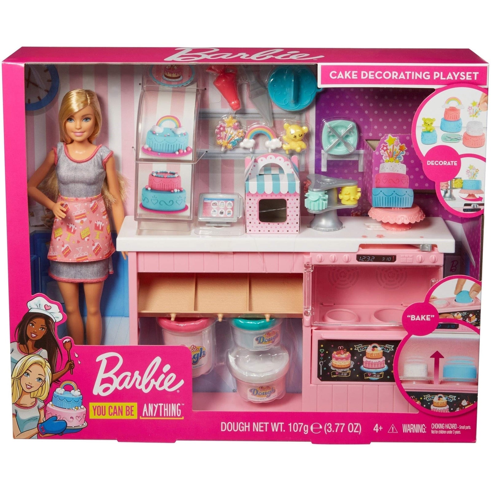 Barbie Cake Decorating Playset with Blonde Doll, Baking Island with Oven, Molding Dough and Toy Icing Pieces for Kids 4 to 7 Years Old [Amazon Exclusive]