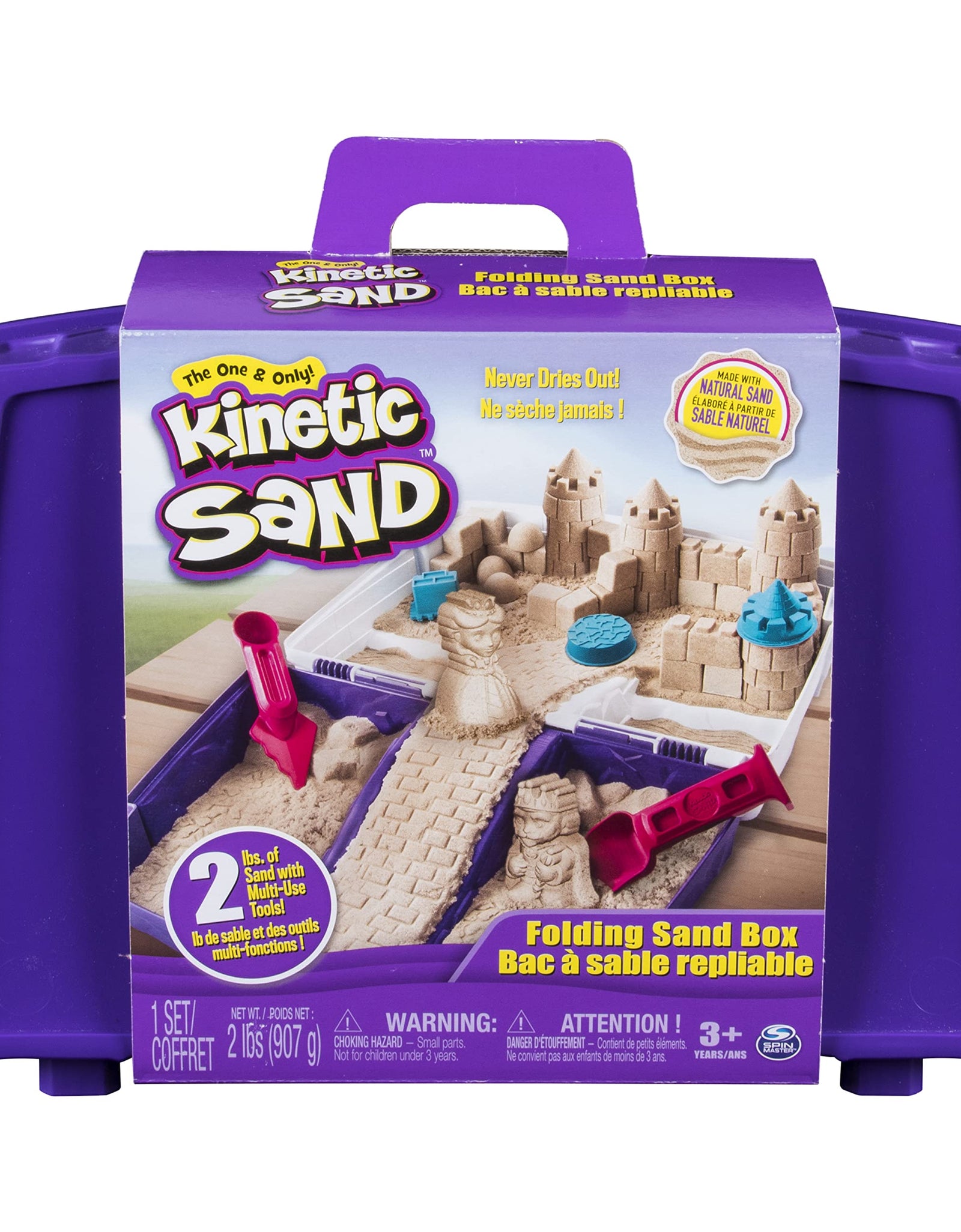 Kinetic Sand, Folding Sand Box with 2lbs of & Mold & Tools, Multicolor