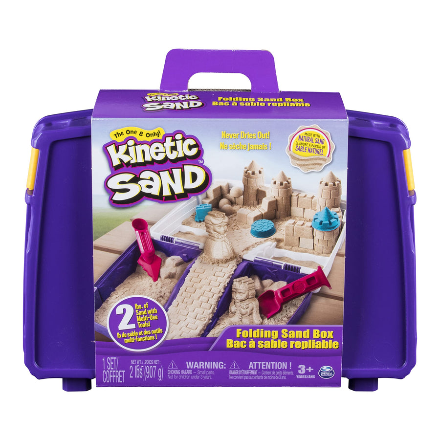 Kinetic Sand, Folding Sand Box with 2lbs of & Mold & Tools, Multicolor