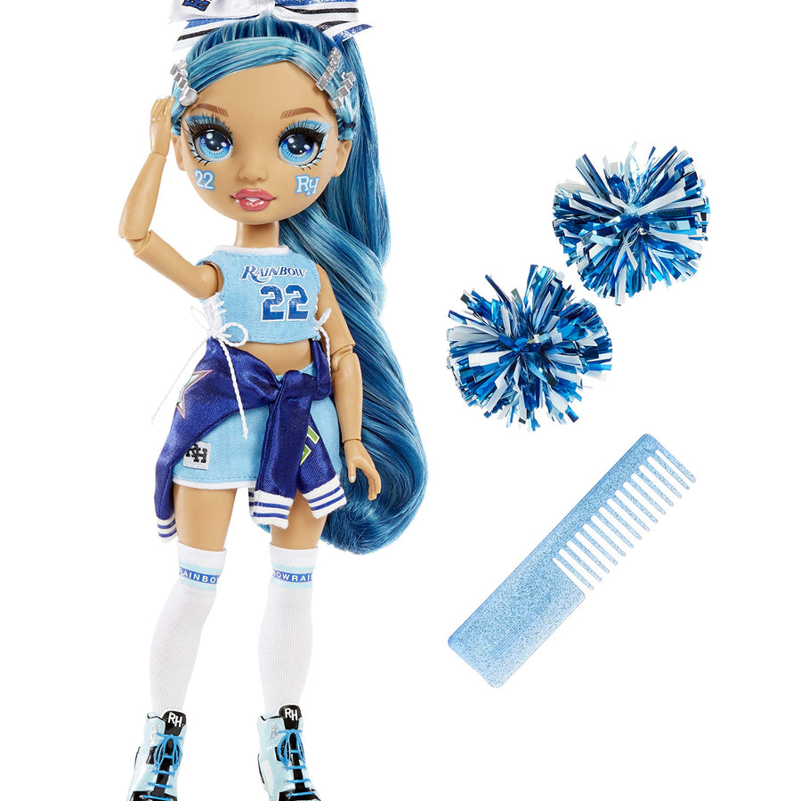 Rainbow High Cheer Skyler Bradshaw – Blue Cheerleader Fashion Doll with Pom Poms and Doll Accessories, Great for Kids 6-12 Years Old