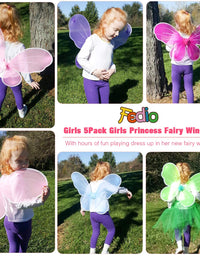 Girls Fairy Wings fedio 5 Pack Princess Butterfly Costume Wings Set for Kids Dress up Birthday Party(Ages 3-6 Years) (Fairy wings(5Pack))
