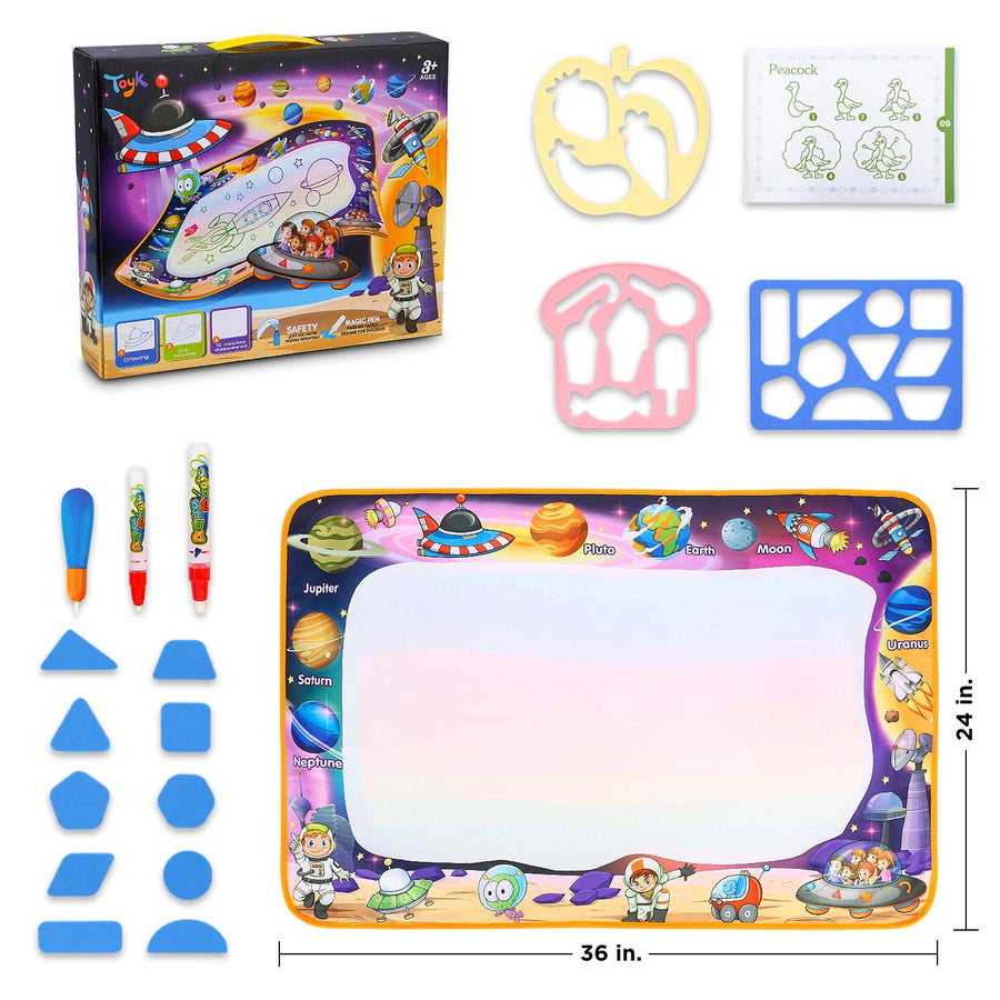 Aqua Magic Mat - Kids Painting Writing Doodle Board Toy - Color Doodle Drawing Mat Bring Magic Pens Educational Toys for Age 2 3 4 5 6 7 8 Year Old Girls Boys Toddler Gift
