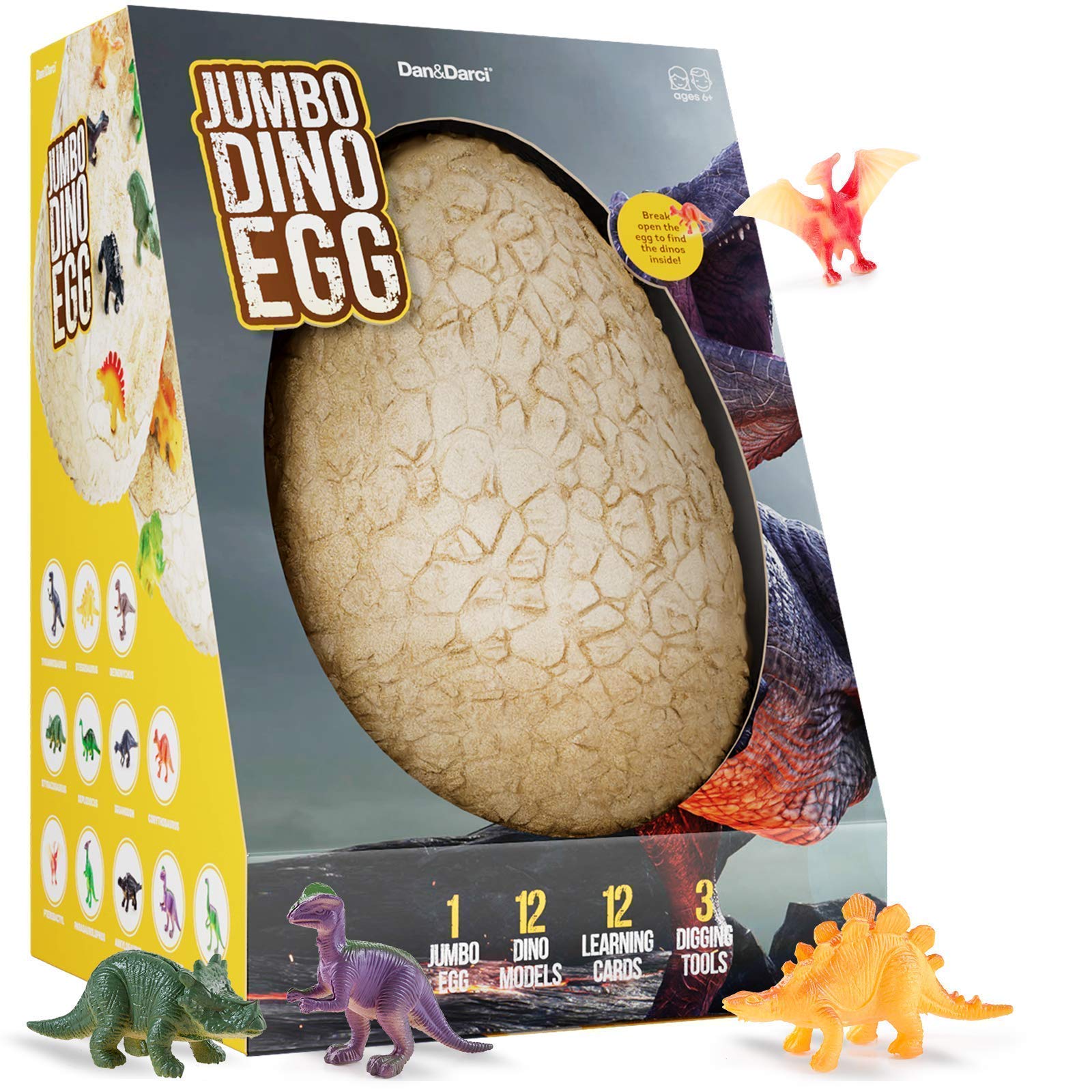 Jumbo Dino Egg - Unearth 12 Unique Large Surprise Dinosaurs in One Giant Filled Egg - Discover Dinosaur Archaeology Science STEM Crafts Gifts for Boys & Girls…