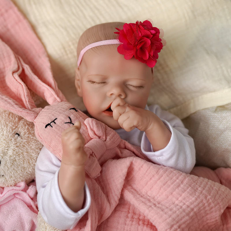 JIZHI Lifelike RebornBaby Dolls Girl 17 Inch Full Vinyl Body Washable Realistic Newborn Baby Dolls with Clothes and Toy Accessories Gift for Kids Age 3+