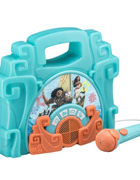 eKids Moana Sing Along Boom box Speaker with Microphone For Fans of Moana Toys, Kids Karaoke Machine with Built in Music and Flashing Lights , Montana
