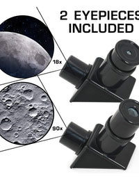 NASA Lunar Telescope for Kids – Capable of 90x Magnification, Includes Two Eyepieces, Tabletop Tripod, Finder Scope, and Full-Color Learning Guide, The Perfect STEM Gift for a Young Astronomer
