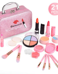 Balnore 21 Pcs Kids Makeup Kit for Girl, Washable Makeup Toy Set, Safe & Non-Toxic,Real Cosmetic Beauty Set for Kids Play Game Halloween Christmas Birthday Party
