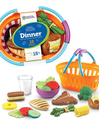 Learning Resources New Sprouts Dinner Foods Basket, Pretend Play Food For Toddlers, Dinner Food Toys for Kids, 18 Pieces, Ages 18 mos+
