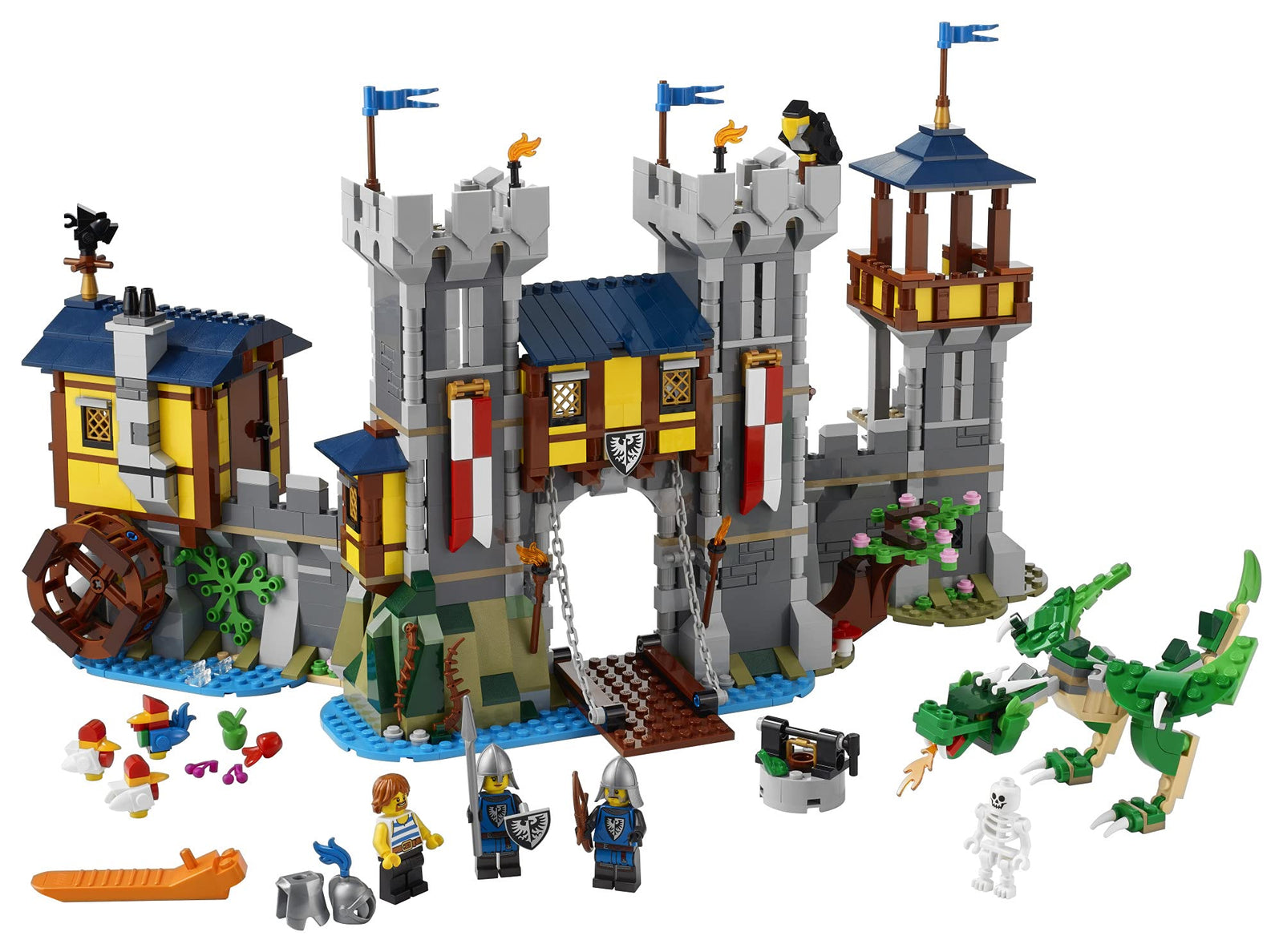 LEGO Creator 3in1 Medieval Castle 31120 Building Kit; Castle with Moat and Drawbridge, Plus 3 Minifigures; New 2021 (1,426 Pieces)