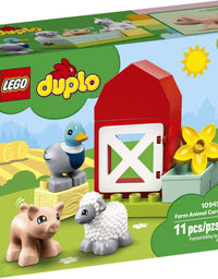 LEGO DUPLO Town Farm Animal Care 10949 Imaginative Build-and-Play Toy for Toddlers; Buildable Farm Playset with 4 Animal Figures – a Duck Toy, Cat Figure, Pig Toy and Sheep Toy, New 2021 (11 Pieces)
