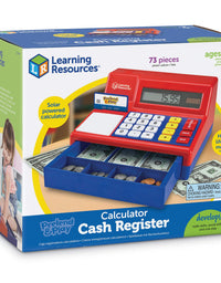 Learning Resources Pretend & Play Calculator Cash Register, Pretend Play Toys, Classic Counting Toy, Play Cash Register for Kids, Develops Early Math Skills, 73 Pieces, Ages 3+
