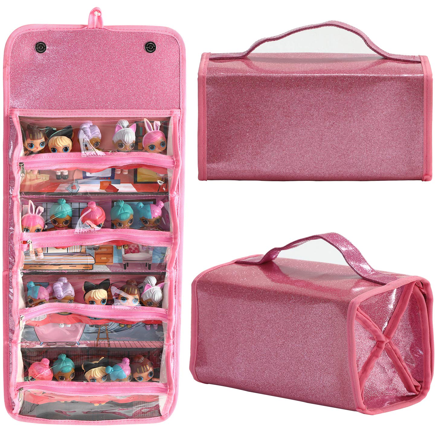 Leeche Storages & Display Case for Dolls Compatible with All LOL Surprise Dolls,Easy Carrying Storage Organizer Clear View Case