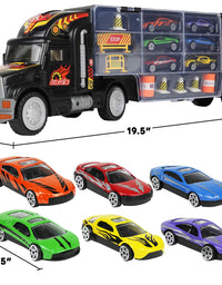 Click N' Play Transport Car Carrier Truck, Loaded with Cars, Road Signs & More. Holdup To 28 Cars. Jumbo 22" Long
