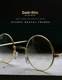 Gold Rimmed Round Costume Glasses - 1 Pair
