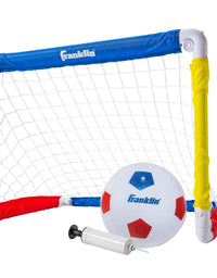 Franklin Sports Kids Mini Soccer Goal Set - Backyard/Indoor Mini Net and Ball Set with Pump - Portable Folding Youth Soccer Goal Set - 24" x 16" , Red/Blue/Yellow
