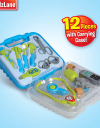 Durable Kids Doctor Kit with Electronic Stethoscope and 12 Medical Doctor's Equipment, Packed in a Sturdy Gift Case
